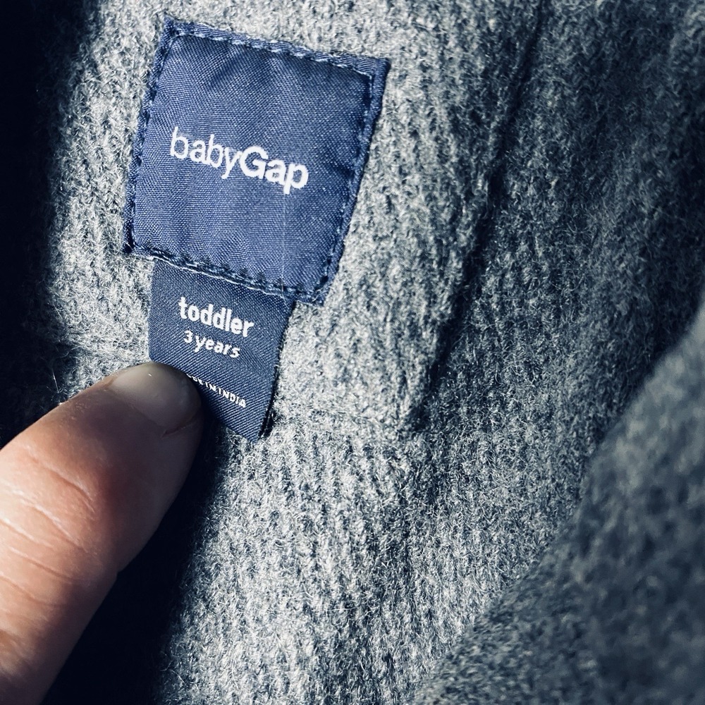 Baby Gap Toddler Wool Peacoat Jacket Lot Black Gray Size 3T Double Breasted - Picture 7 of 11